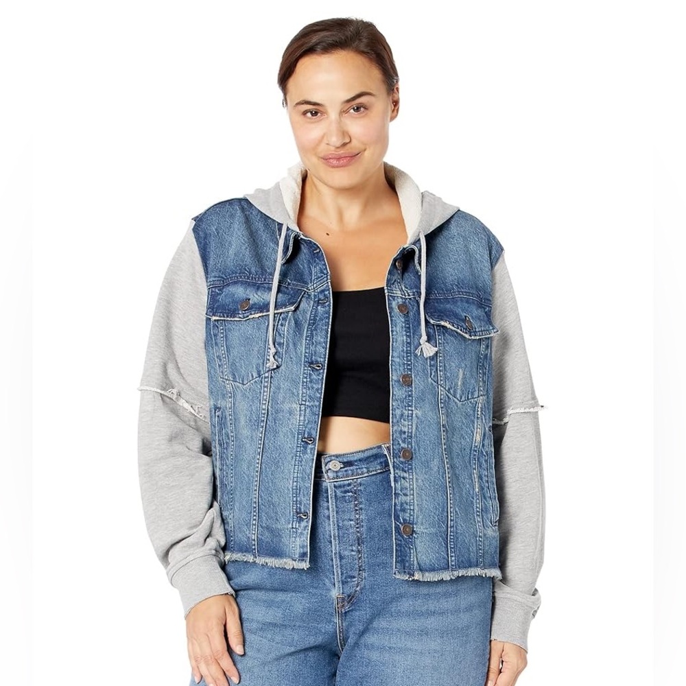 Free People Denim Jacket Blue with Gray Accents